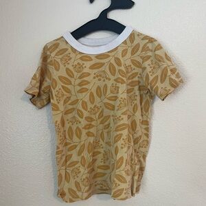 Winter Water Factory Leaf Print Short Sleeve Kids Tee Cotton